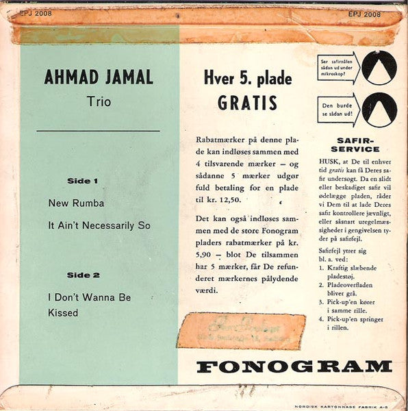 Ahmad Jamal Trio : New Rumba / It Ain't Necessarily So / I Don't Wanna Be Kissed (7", EP)