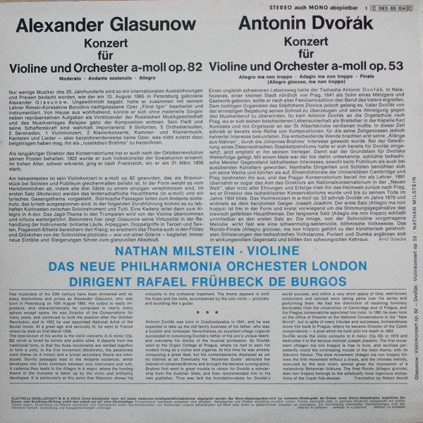 Alexander Glazunov / Antonín Dvořák - Nathan Milstein, Rafael Frühbeck De Burgos, New Philharmonia Orchestra : Violinkonzert A-Moll Op. 82 / Violinkonzert A-Moll Op. 53 (LP, RE)