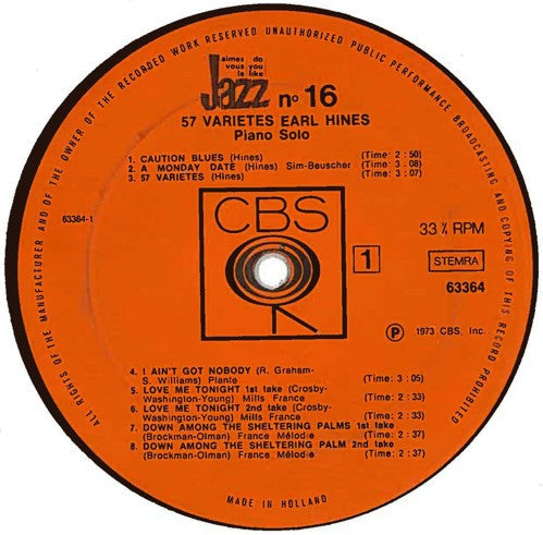 Earl Hines : 57 Varieties (LP, Comp, RE)
