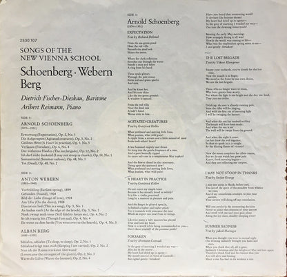 Dietrich Fischer-Dieskau, Aribert Reimann - Arnold Schoenberg • Anton Webern • Alban Berg : Lieder Der Neuen Wiener Schule . Songs Of The New Vienna School (LP)