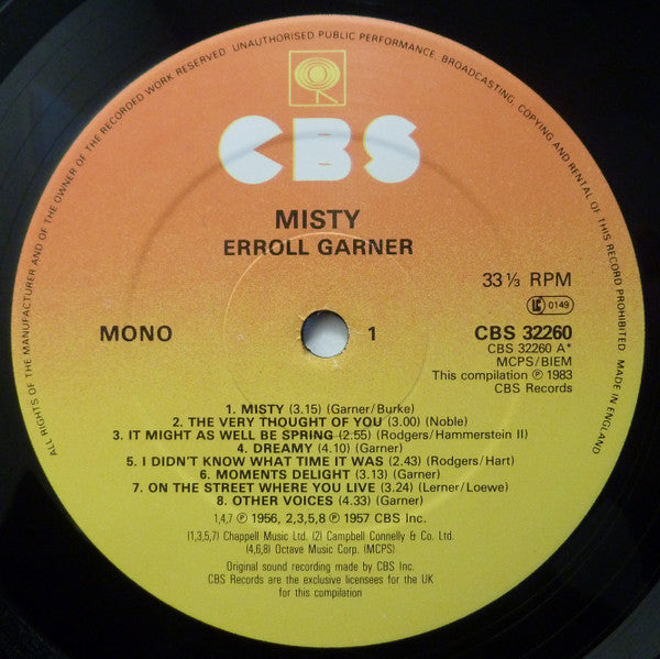 Erroll Garner : Misty (LP, Album, Comp, Mono)