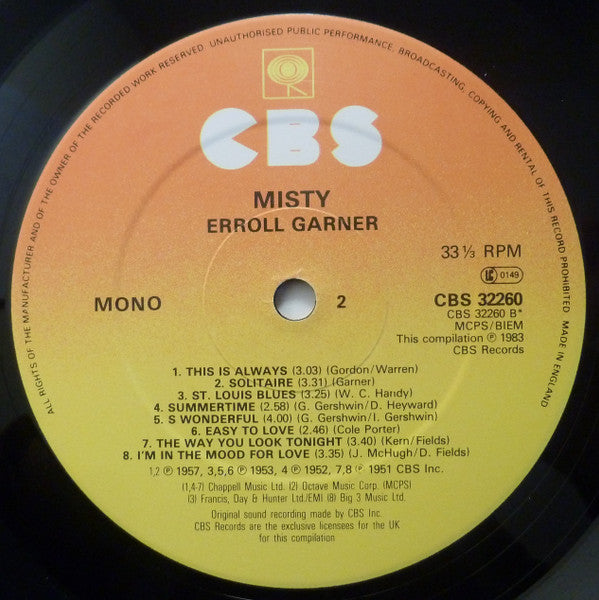 Erroll Garner : Misty (LP, Album, Comp, Mono)