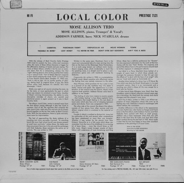 Mose Allison : Local Color (LP, Album)