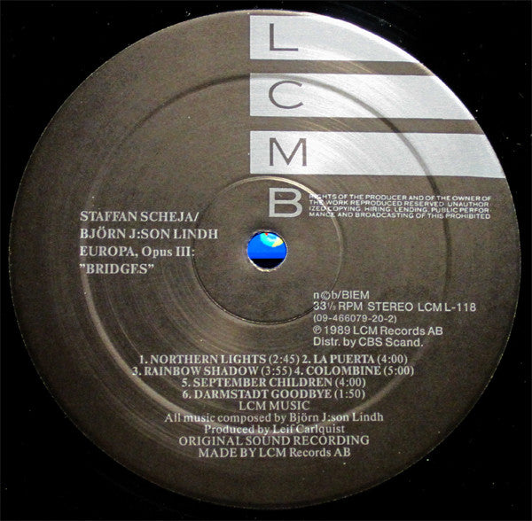 Björn J:son Lindh, Staffan Scheja : Europa Opus III Bridges (LP, Album)
