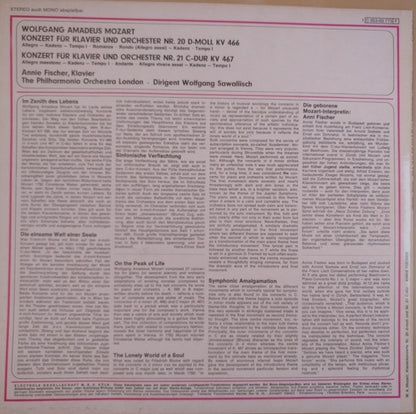 Annie Fischer, Philharmonia Orchestra, Sir Adrian Boult, Wolfgang Sawallisch - Wolfgang Amadeus Mozart : Klavierkonzerte Nr.20 D-Moll KV 466 Und Nr.21 C-Dur KV 467  (LP, Comp)