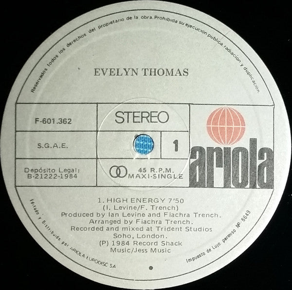 Evelyn Thomas : High-Energy (12", Maxi)