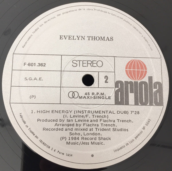 Evelyn Thomas : High-Energy (12", Maxi)