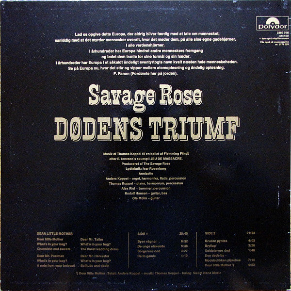 Savage Rose : Dødens Triumf (LP, Album, RE)