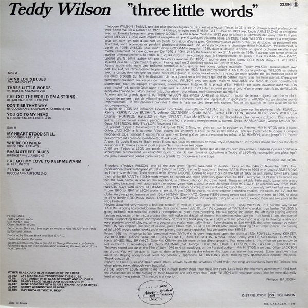 Teddy Wilson : Three Little Words (LP)