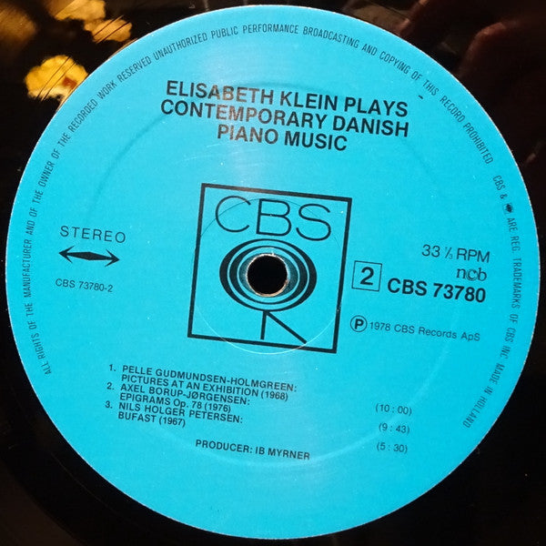 Elisabeth Klein : Plays Contemporary Danish Piano Music (LP)