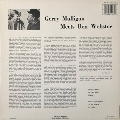 Gerry Mulligan, Ben Webster : Gerry Mulligan Meets Ben Webster (LP, Album, RE)