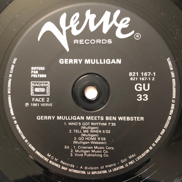 Gerry Mulligan, Ben Webster : Gerry Mulligan Meets Ben Webster (LP, Album, RE)