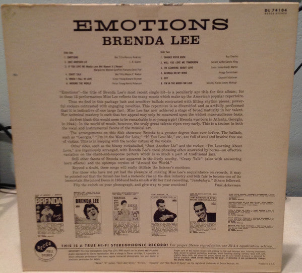 Brenda Lee : Emotions (LP, Album)