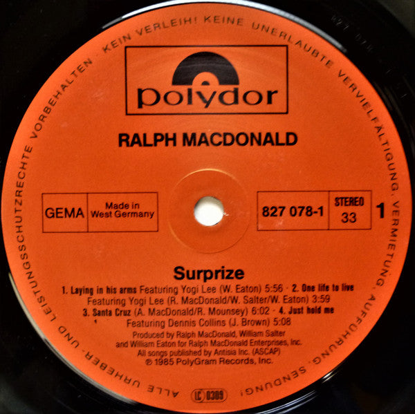 Ralph MacDonald : Surprize (LP, Album)