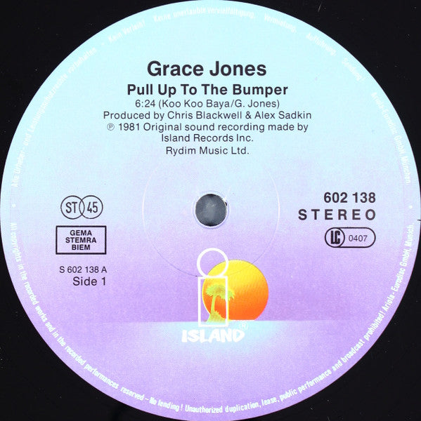 Grace Jones : Pull Up To The Bumper (12", Maxi)