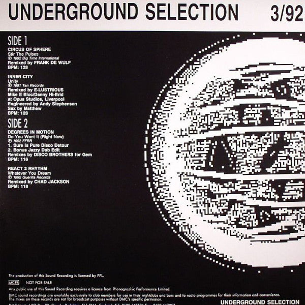 Various : Underground Selection 3/92 (12")