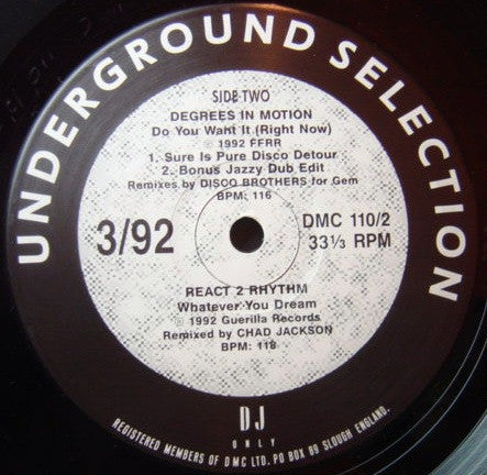 Various : Underground Selection 3/92 (12")