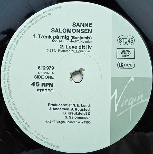 Sanne Salomonsen : Tænk På Mig (12", Maxi)