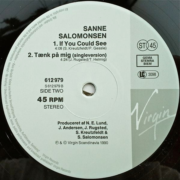 Sanne Salomonsen : Tænk På Mig (12", Maxi)