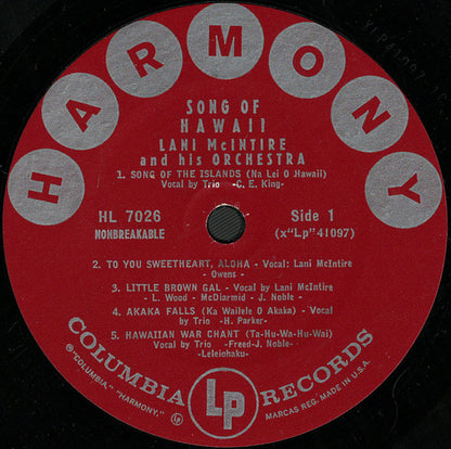 Lani McIntire And His Orchestra : Song Of Hawaii (LP)