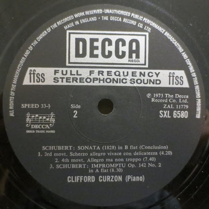 Franz Schubert, Clifford Curzon : Sonata No.21 In B Flat, D.960, Op.Posth. Imprompthu Op. 142 No. 2 (LP)