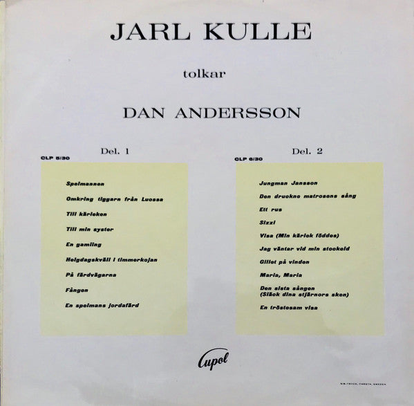 Jarl Kulle : Jarl Kulle Tolkar Dan Andersson Del 1 (LP, Album)