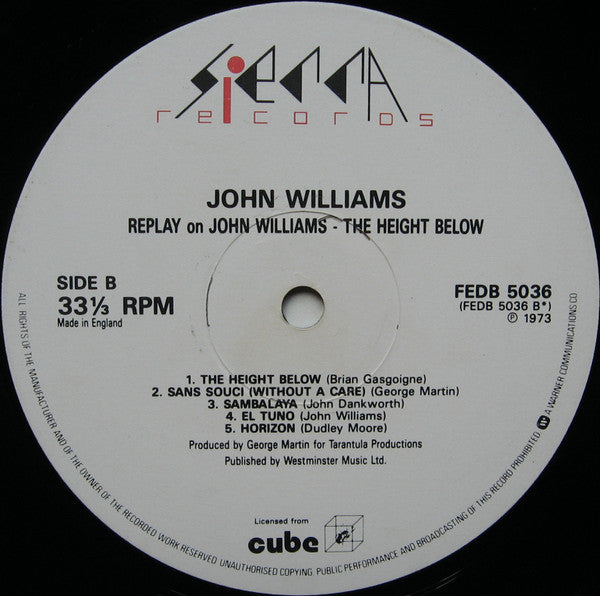 John Williams (7) : The Height Below (LP, Album, RE)