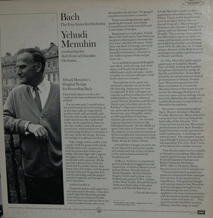 Yehudi Menuhin, Bath Festival Chamber Orchestra, Johann Sebastian Bach : The Four Suites For Orchestra (2xLP, Gat)