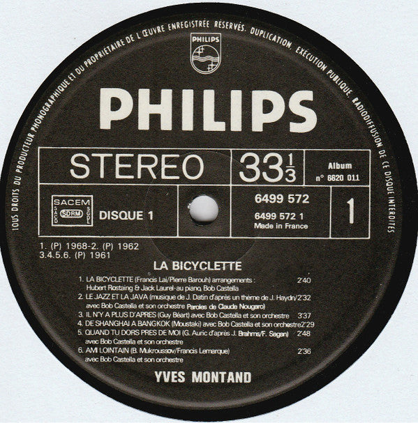 Yves Montand : "La Bicyclette" (2xLP, Comp, Gat)