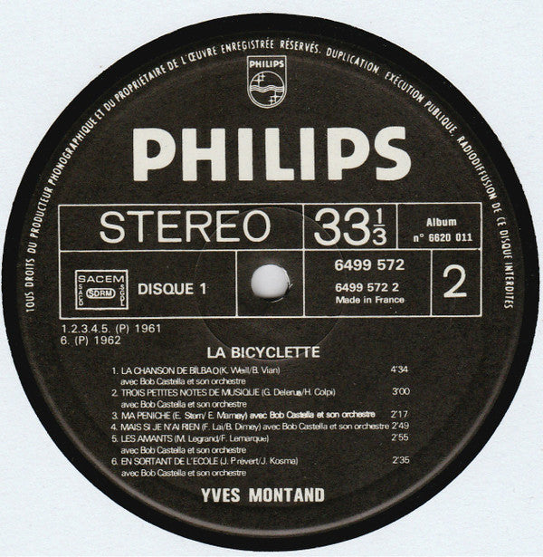 Yves Montand : "La Bicyclette" (2xLP, Comp, Gat)