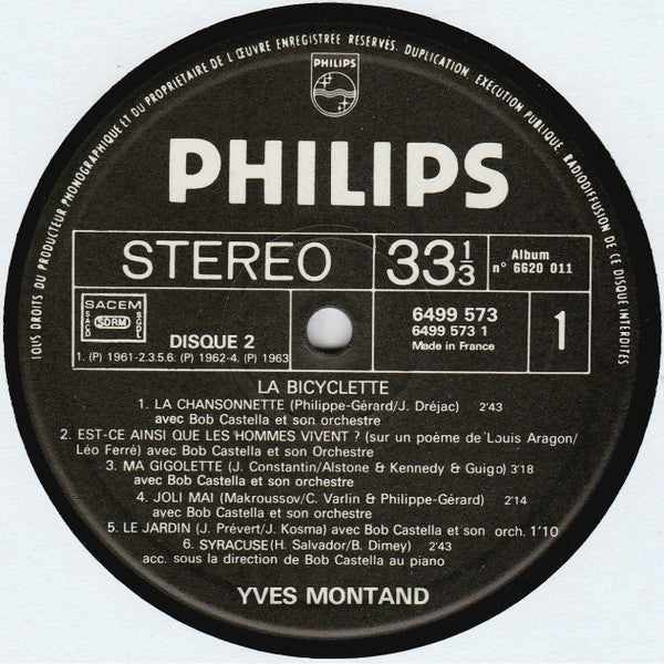Yves Montand : "La Bicyclette" (2xLP, Comp, Gat)