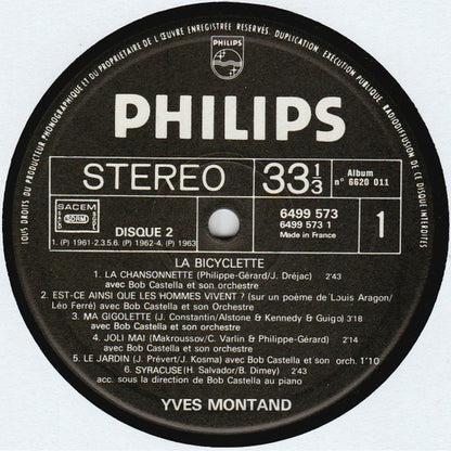 Yves Montand : "La Bicyclette" (2xLP, Comp, Gat)