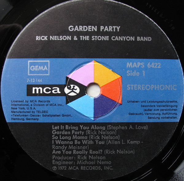 Rick Nelson & The Stone Canyon Band : Garden Party (LP, Album, Gat)