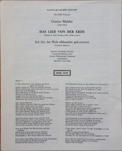 Bruno Walter Conducts Gustav Mahler - Kerstin Thorborg & Charles Kullman - Wiener Philharmoniker : Das Lied Von Der Erde (LP, Album, Mono)