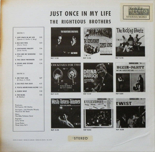 The Righteous Brothers : Just Once In My Life (LP, Album)