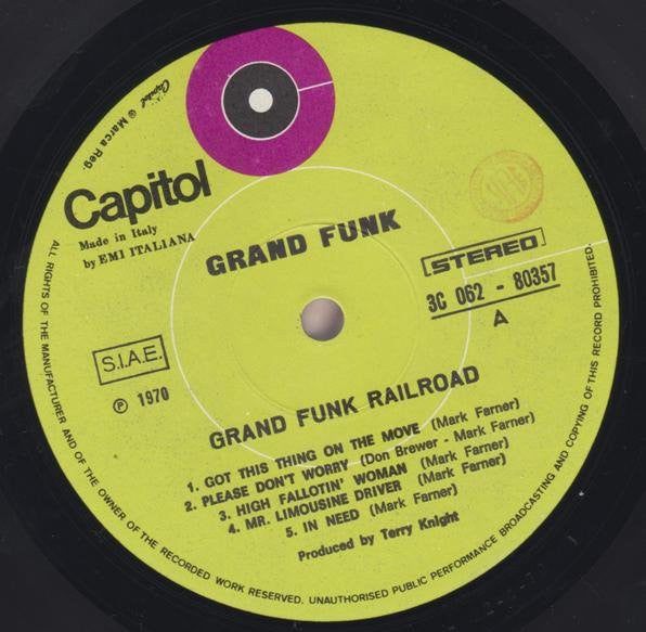 Grand Funk Railroad : Grand Funk (LP, Album, RP, Gat)