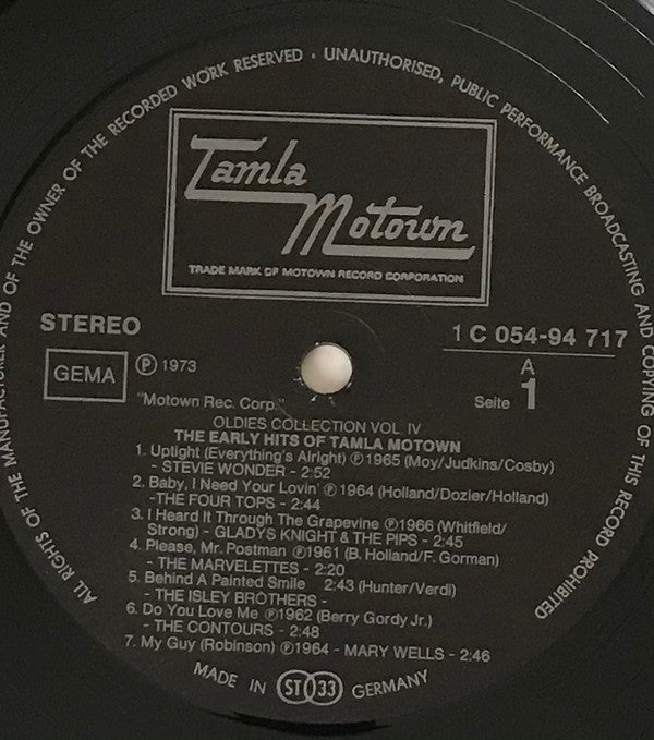 Various : Oldies Collection Vol. 4 (The Early Hits Of Tamla Motown) (LP, Comp)