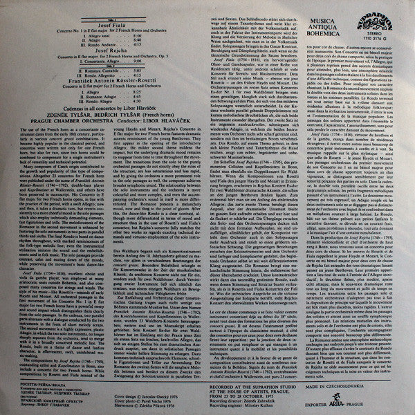 Josef Rejcha, František Antonín Rössler, Josef Fiala (2) | Zdeněk A Bedřich Tylšarové, Prague Chamber Orchestra, Libor Hlaváček : Concertos For 2 French Horns And Orchestra (LP, Album, RE)