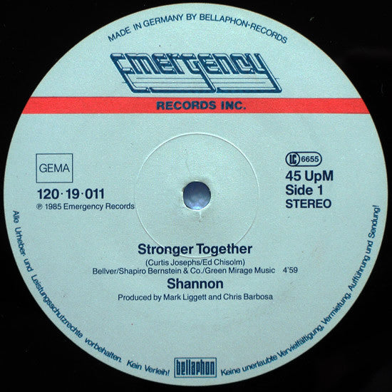 Shannon : Stronger Together (12", Maxi)