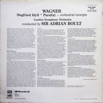 Sir Adrian Boult Conducts Richard Wagner, London Symphony Orchestra : Vol. 3, Siegfried Idyll - Parsifal: Orchestral Excerpts (Including Preludes To Acts 1 & 3 And Good Friday Music) (LP)