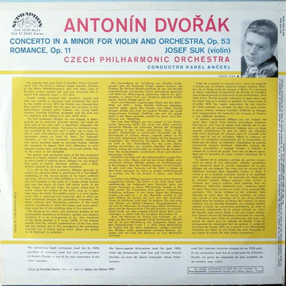 Antonín Dvořák - Josef Suk ‧ The Czech Philharmonic Orchestra ‧ Karel Ančerl : Violin Concerto ‧ Romance For Violin (LP)