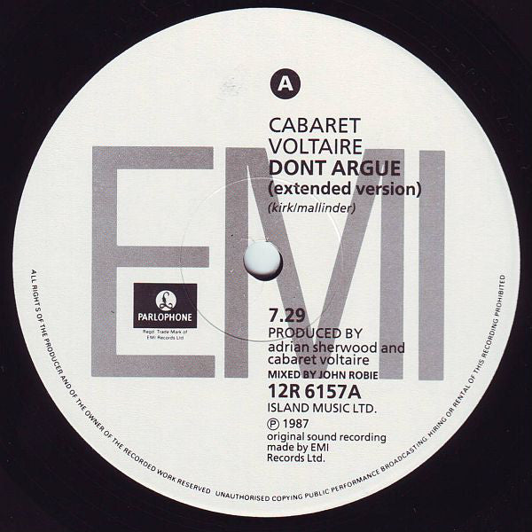 Cabaret Voltaire : Don't Argue (12", Single)