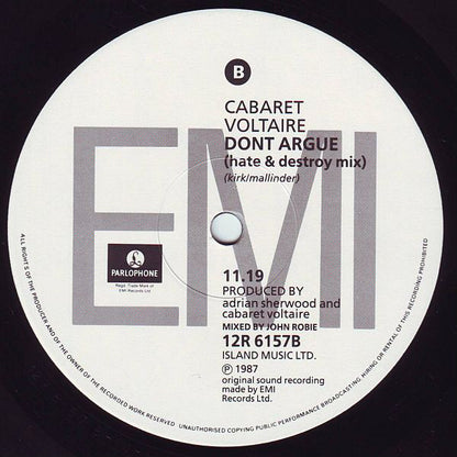 Cabaret Voltaire : Don't Argue (12", Single)