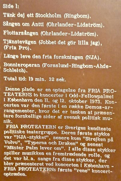 Fria Proteatern : Koncert I København Okt. 1973 (LP)