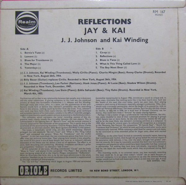 J.J. Johnson, Kai Winding : Reflections (LP, Album, Mono, RE)