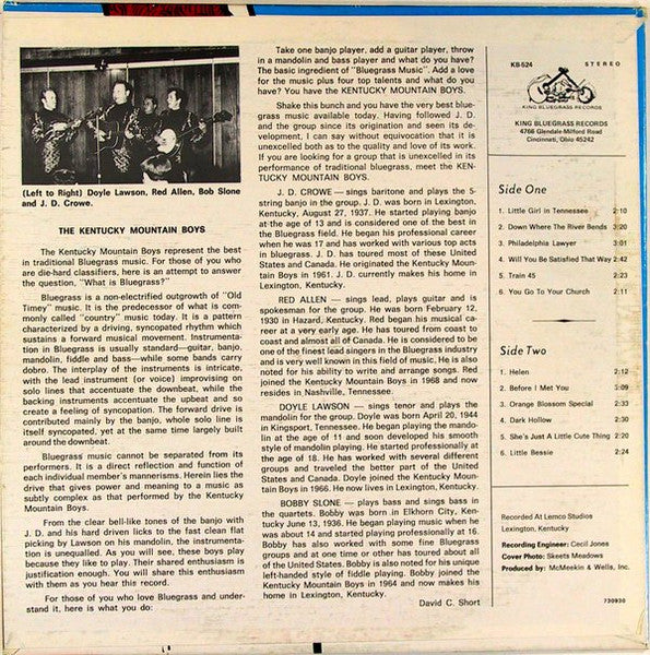 J.D. Crowe & The Kentucky Mountain Boys : Bluegrass Holiday (LP, Album, RE, Blu)