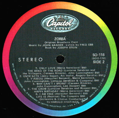 John Kander, Fred Ebb - Herschel Bernardi, Maria Karnilova, John Cunningham (2), Carmen Alvarez, Lorraine Serabian : Zorbá (Original Broadway Cast) (LP, Album, Los)