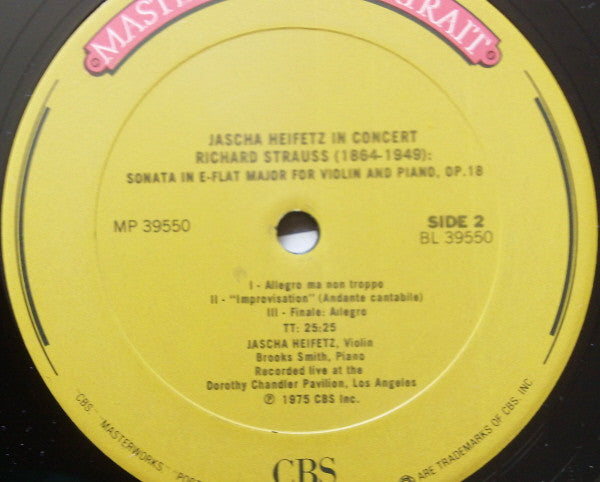César Franck, Richard Strauss - Jascha Heifetz, Brooks Smith (2) : Violin Sonatas (LP, Album, RM)