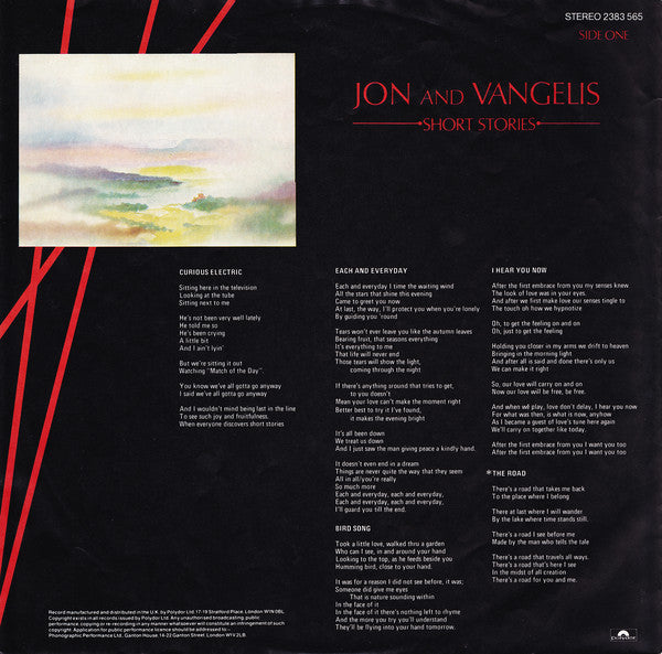 Jon & Vangelis : Short Stories (LP, Album)