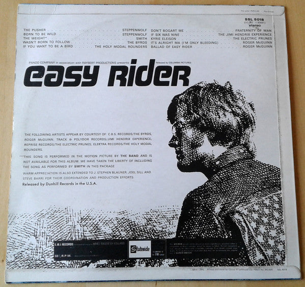 Various : Easy Rider (Songs As Performed In The Motion Picture) (LP, Comp)